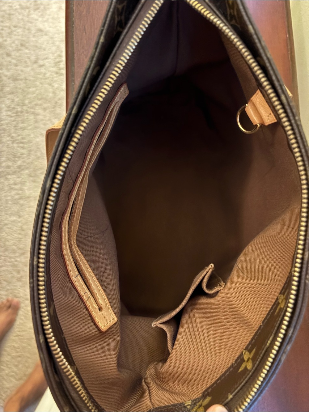 Louis Vuitton Monogram Cabas Piano Canvas Shoulder Bag in Brown with Tan Straps - Picture 4 of 12